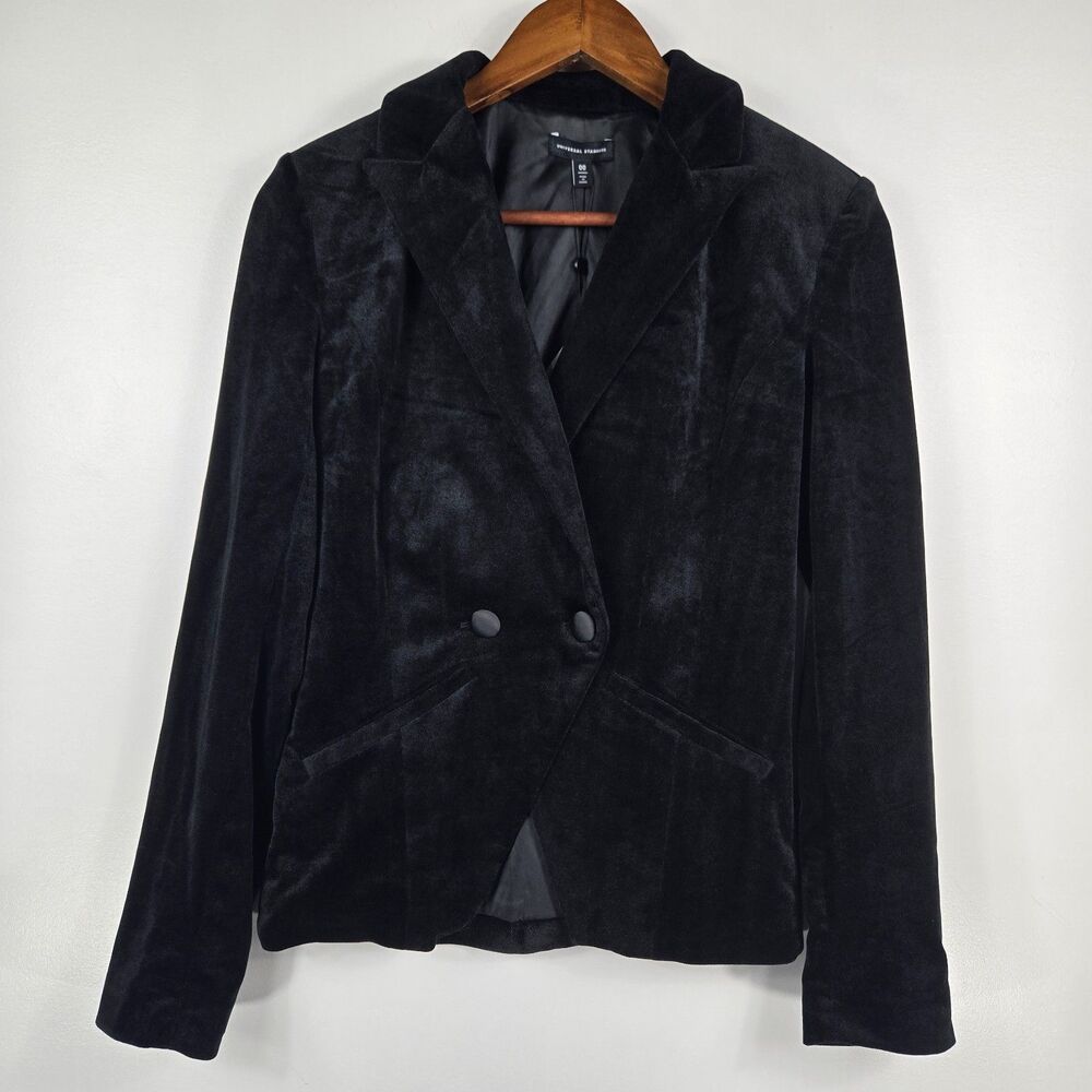 Universal Standard Women's Size 00 Black Velvet Blazer Jacket Lined NWT